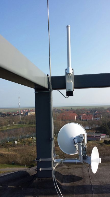 De P2P links in Ned naar Hollum en Drachten alsook de antenne voor het accesspoint.